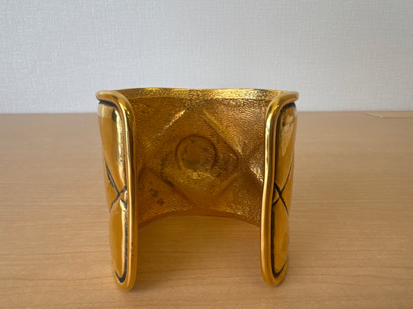 Japan Exclusive - Vintage Chanel CC Logo Medallion Cuff Bangle Bracelet