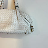 Bottega Veneta White Woven Handbag W/ Lock