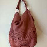 Bottega Pink Large Woven Handbag W/ Multiple Flaps