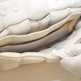 Bottega Veneta Padded Chain Cassette Bag White Chalk Lambskin Leather Gold Hardware