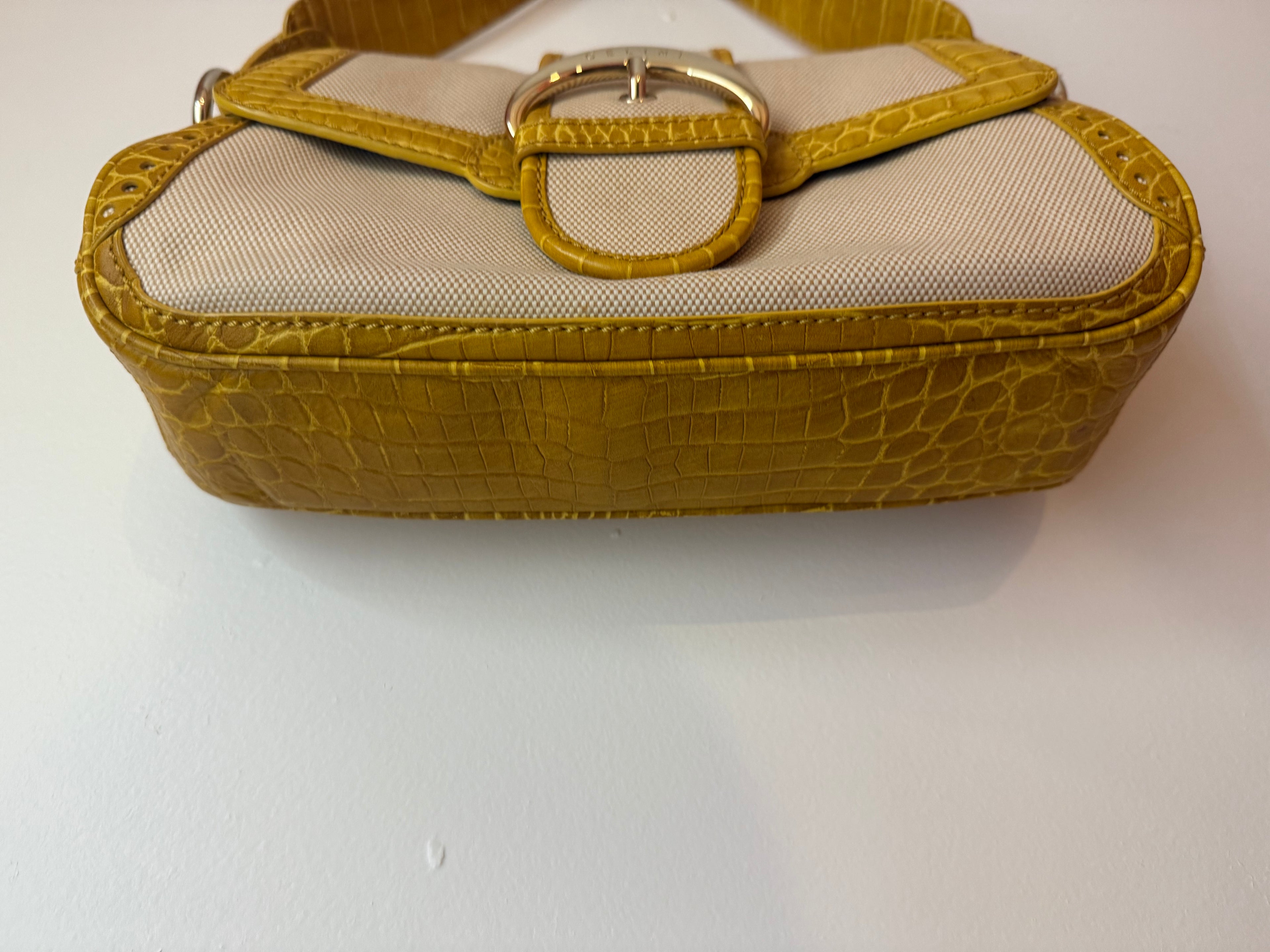 Celine Yellow Handbag W/ Buckle Clasp