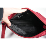 HOU #114. Prada Nylon Shoulder Bag Authentic Red Medium Women Italy