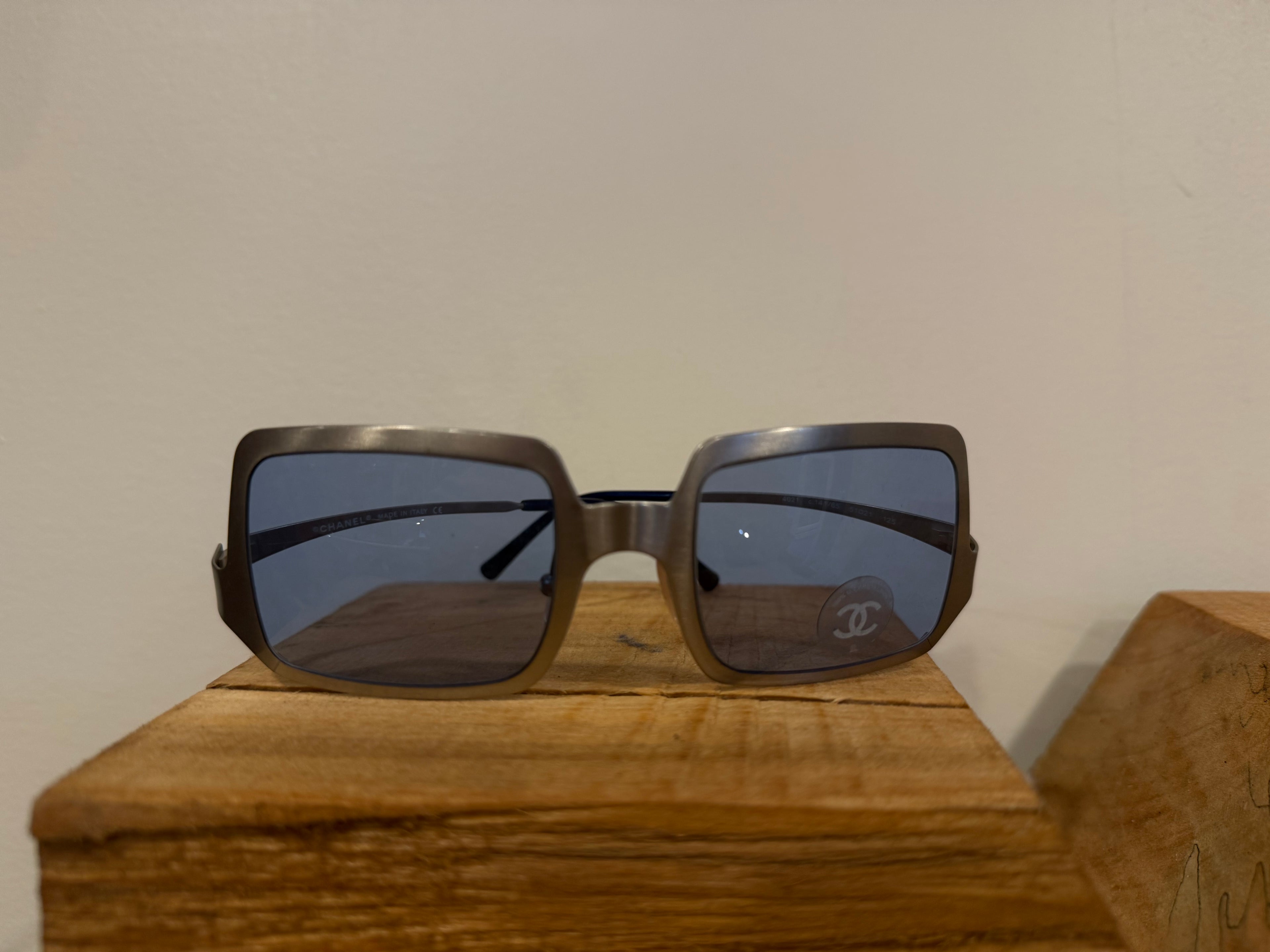 Chanel Gray/Blue Y2K Sunglasses
