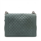 Chanel Boy Chanel Large Caviar Skin Chain Shoulder Bag Blue Silver Metal Fittings 17577826