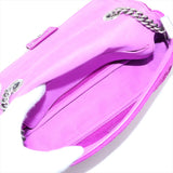 Fendi Zucca Mamma Baguette Fabric Suede Chain Shoulder Bag Purple 8BR793