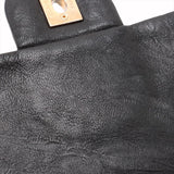 Chanel Chevron Lambskin Single Flap Double Chain Bag V Stitch Black Gold Metal Fittings