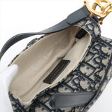 Christian Dior Oblique Saddle Canvas & Leather Hand Bag Navy Blue