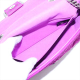 Fendi Zucca Mamma Baguette Fabric Suede Chain Shoulder Bag Purple 8BR793