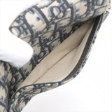 Christian Dior Oblique Saddle Canvas & Leather Hand Bag Navy Blue