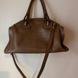 Balenciaga Brown Croc Skin Large Handbag W/ Strap