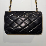 Vintage Chanel Jumbo Coco Matelasse Lambskin Chain Shoulder Bag Black