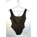 Fendi Zucca Pattern Swimsuit Brown/Black Size 44