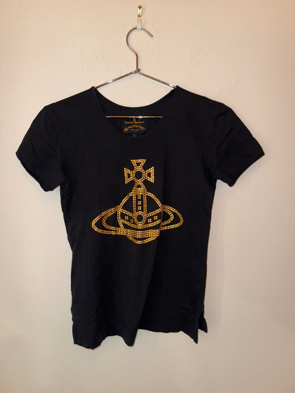 Vivienne Westwood, black T-shirt with gold stud detailing