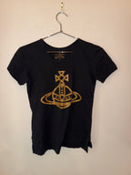 Vivienne Westwood, black T-shirt with gold stud detailing