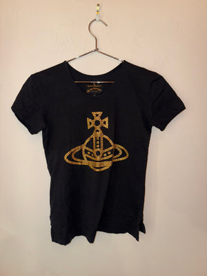 Vivienne Westwood, black T-shirt with gold stud detailing