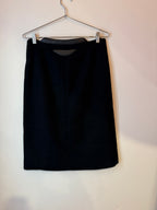 Prada Leather Trim Pencil Skirt Black