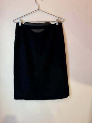 Prada Leather Trim Pencil Skirt Black