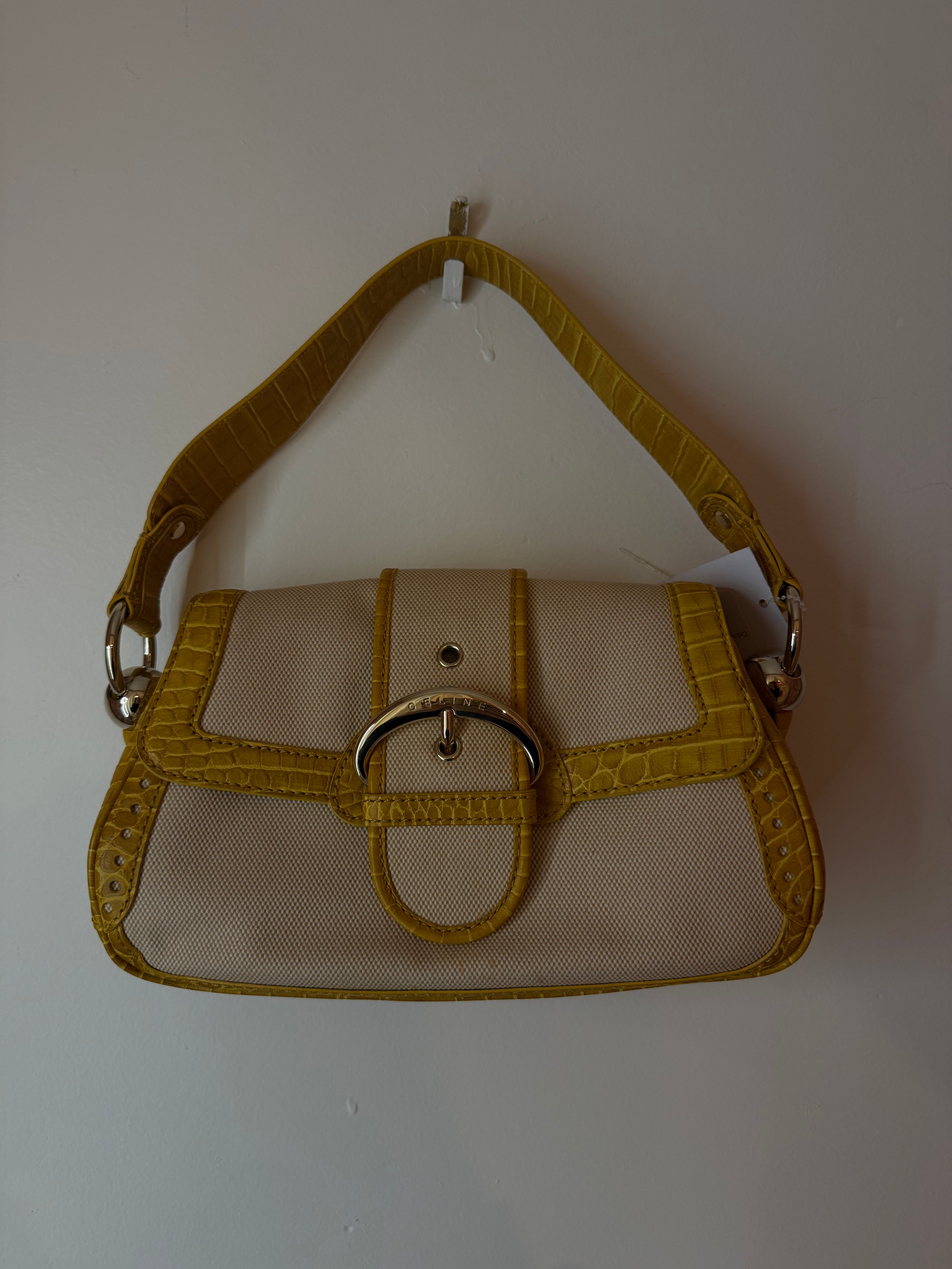 Celine Yellow Handbag W/ Buckle Clasp