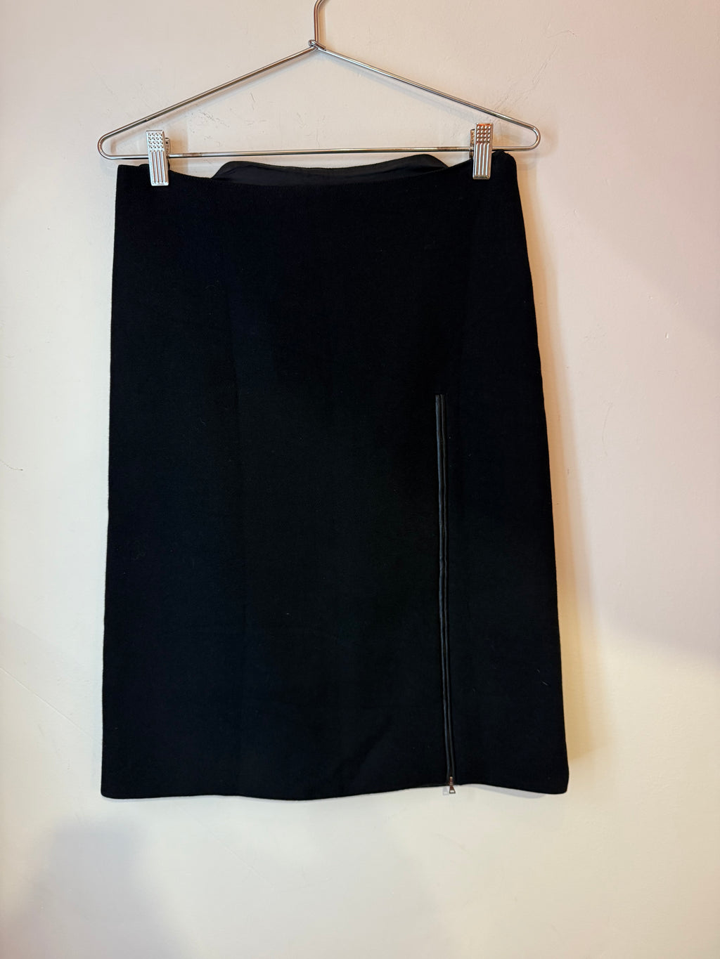 Prada Leather Trim Pencil Skirt Black