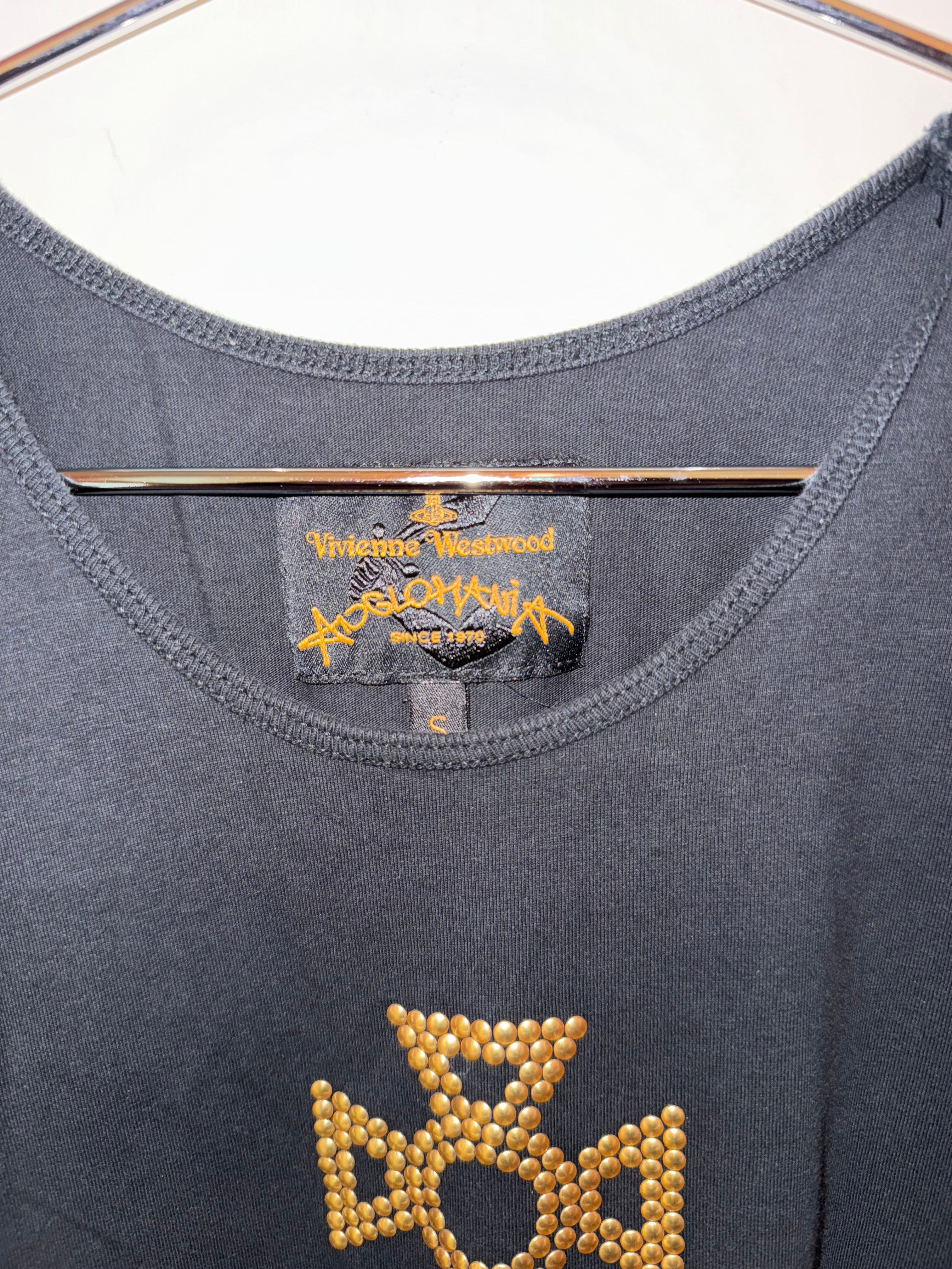 Vivienne Westwood, black T-shirt with gold stud detailing