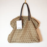 Vintage Fendi Tote Bag Zucchino FF Logo Canvas Brown