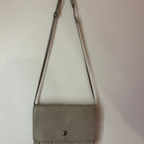 Celine White Ribbed Rectangle Bag W/ Long Strap