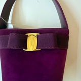 Ferragamo Dark Pink/Mauve Bucket Bag W/ Bow