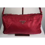HOU #114. Prada Nylon Shoulder Bag Authentic Red Medium Women Italy