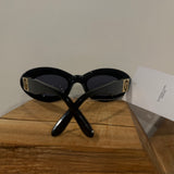 Versace Black Oval Sunglasses W/ Logo
