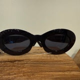 Versace Black Oval Sunglasses W/ Logo