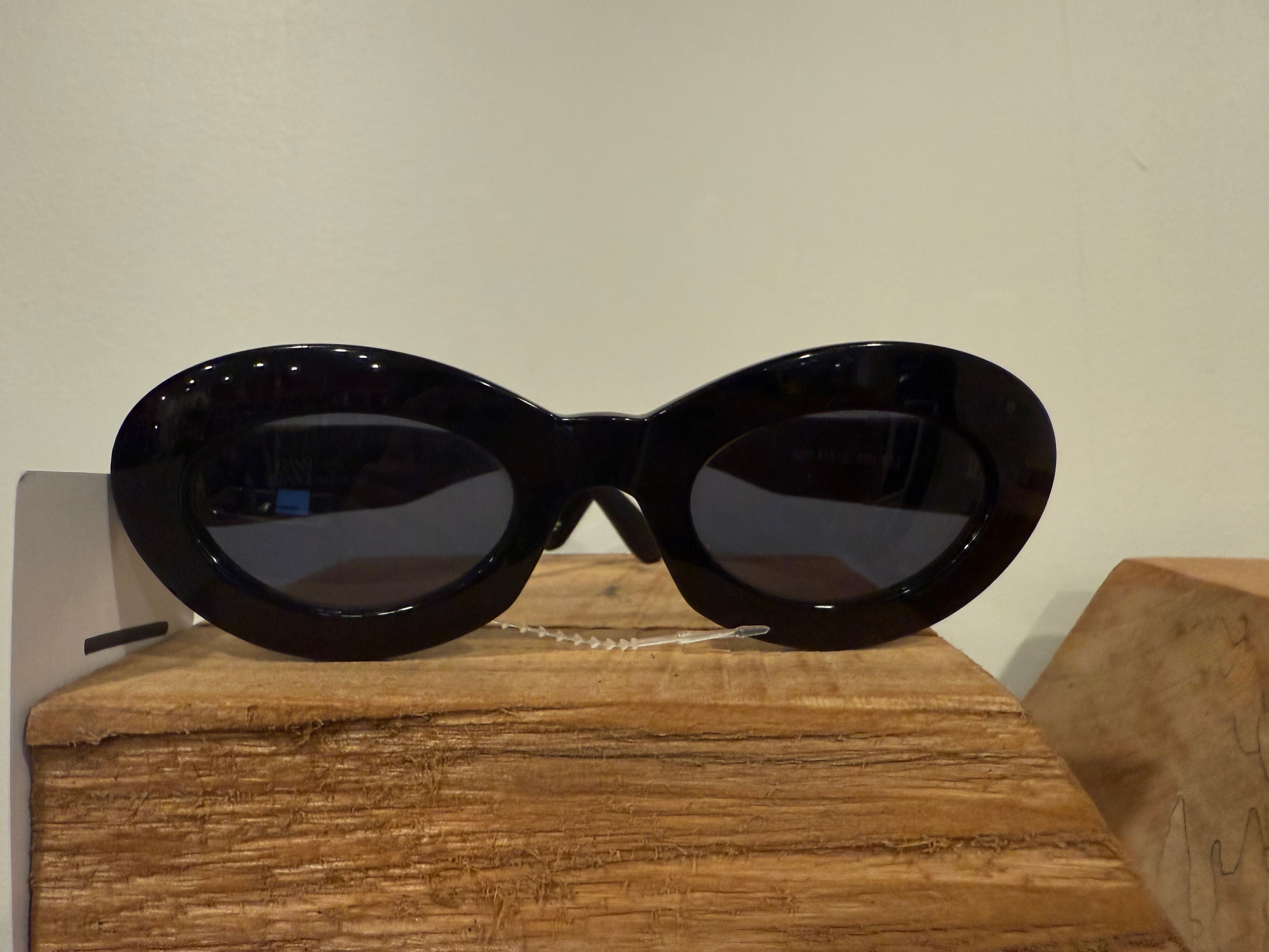 Versace Black Oval Sunglasses W/ Logo