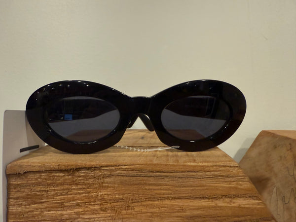 Versace Black Oval Sunglasses W/ Logo