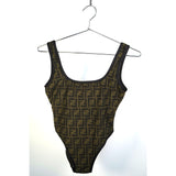 Fendi Zucca Pattern Swimsuit Brown/Black Size 44