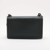 Chanel BOY CHANEL 28 Large Lambskin Chain Shoulder Bag Chevron Gray Gunmetal Fittings 20017807 A92193