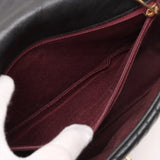 Chanel Chevron Lambskin Single Flap Double Chain Bag V Stitch Black Gold Metal Fittings