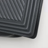 Chanel BOY CHANEL 28 Large Lambskin Chain Shoulder Bag Chevron Gray Gunmetal Fittings 20017807 A92193
