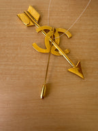 Japan Exclusive - Chanel Interlocking CC Arrow Pin Brooch Gold Plated