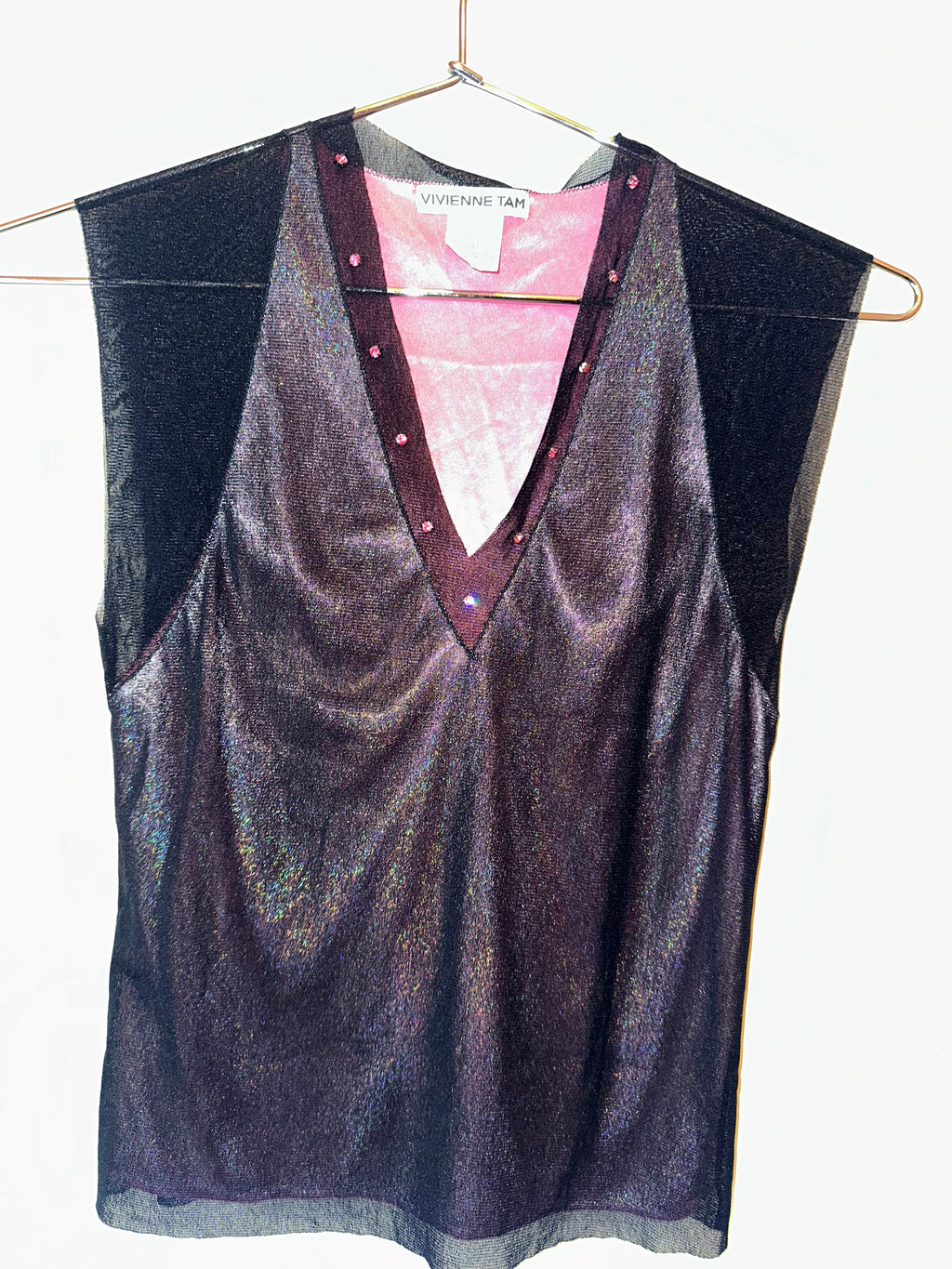 Vivienne Tam Rhinestone Studded Pink Satin Inside