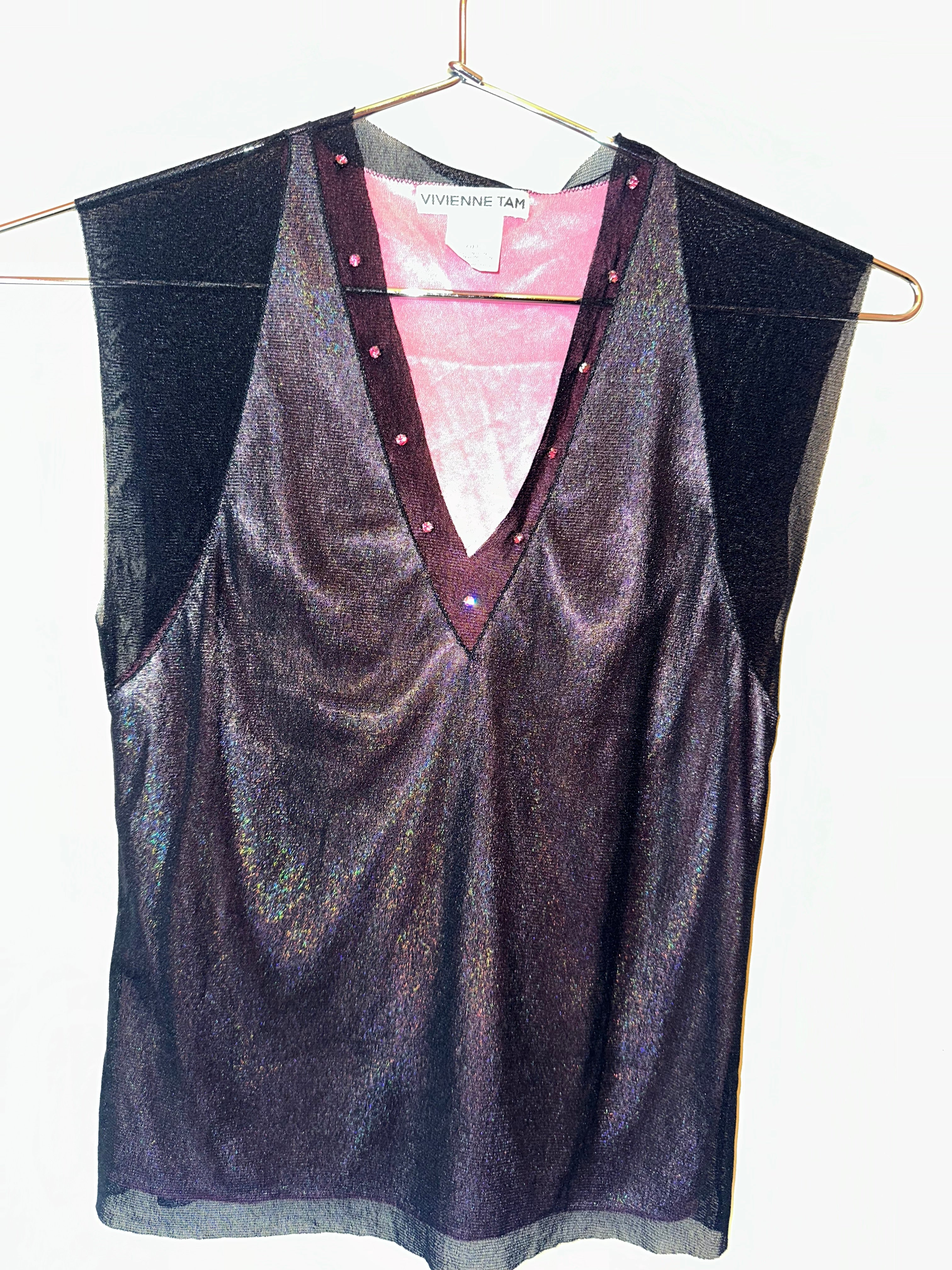 Vivienne Tam Rhinestone Studded Pink Satin Inside