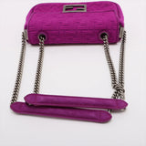Fendi Zucca Mamma Baguette Fabric Suede Chain Shoulder Bag Purple 8BR793