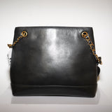 Vintage Chanel Lambskin CC Tote Bag Black Chain Ball