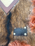 Japan Exclusive - Fendi Brown Rust Orange Fur Handbag Wooden Triangle Handle