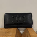 Chanel Black Leather Double C Wallet
