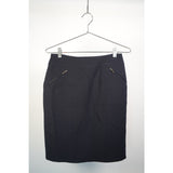 Chanel Boutique Black Pencil Knee-Length Skirt with Zipper Detail Size 38