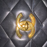 Vintage Chanel Jumbo Coco Matelasse Lambskin Chain Shoulder Bag Black