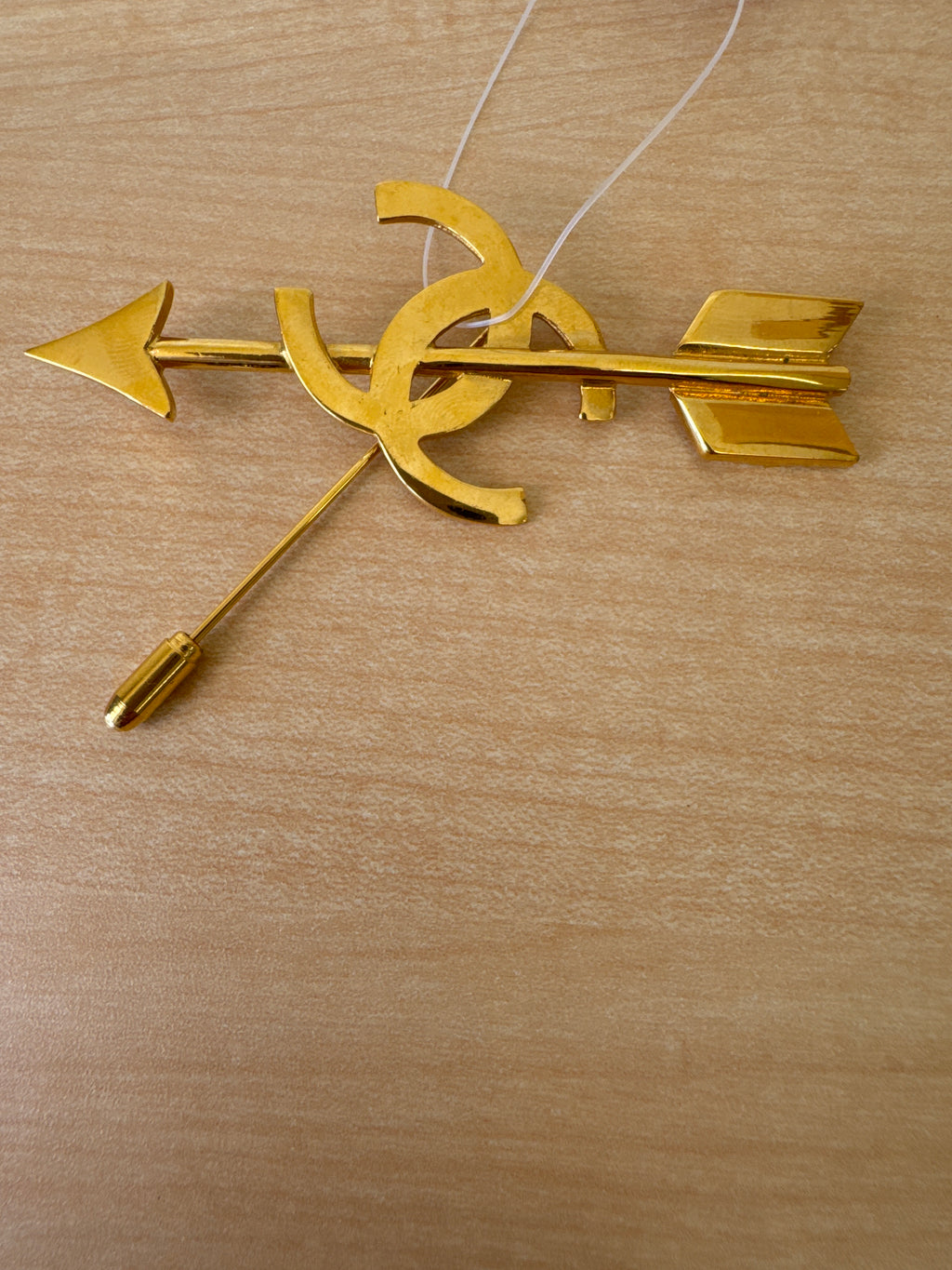 Japan Exclusive - Chanel Interlocking CC Arrow Pin Brooch Gold Plated