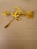 Japan Exclusive - Chanel Interlocking CC Arrow Pin Brooch Gold Plated