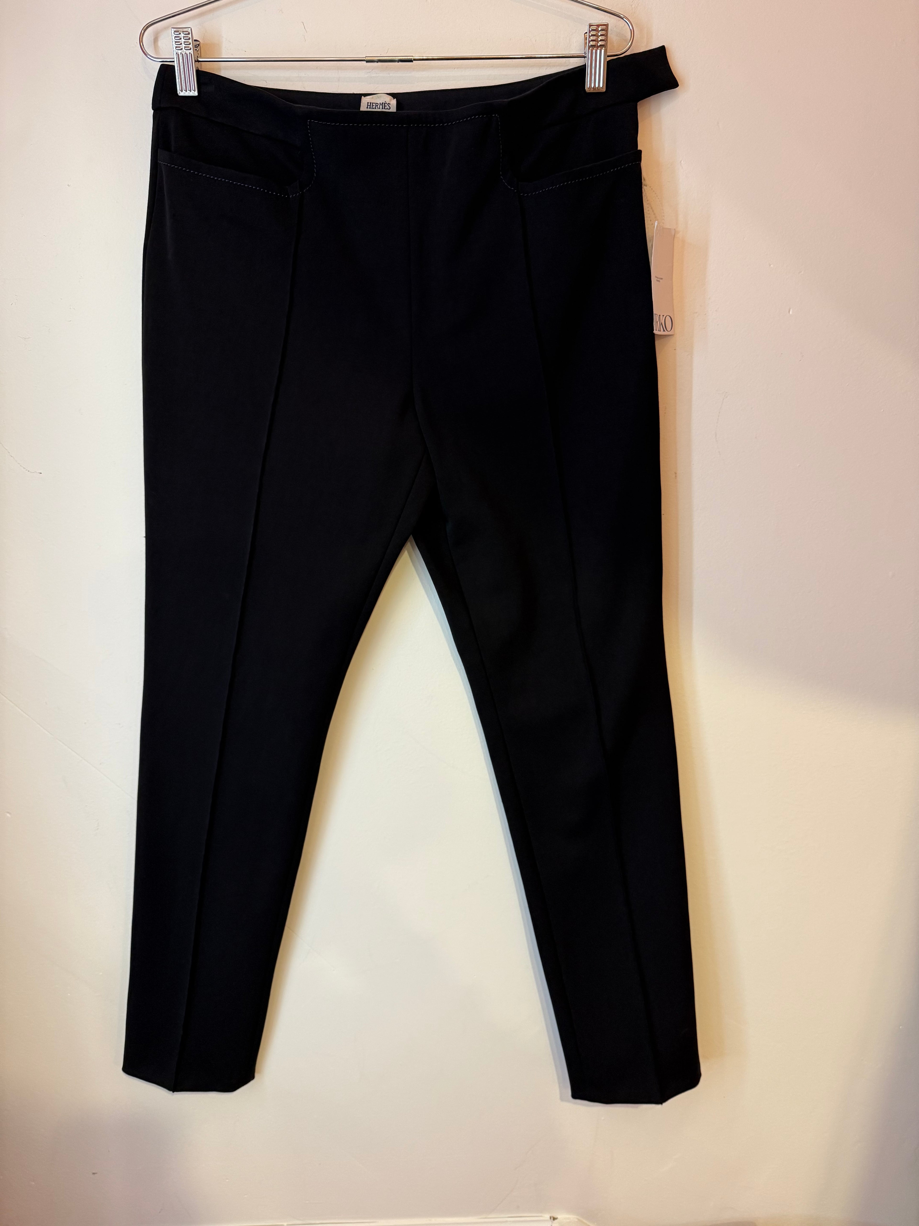 Hermès Cotton Blend Tapered Pants Black Size 40