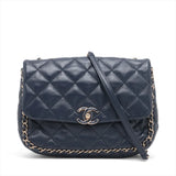 Chanel Matelasse Leather Chain Shoulder Bag Chainaround Navy Blue Gold Metal Fittings GXLA2LP7