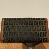 Fendi Monogram Brown Leather Wallet W/ Chain